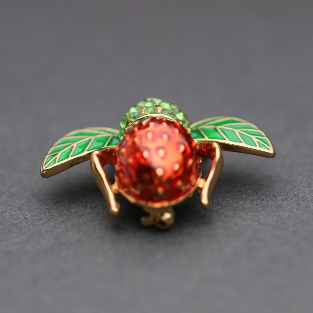 Joan River Strawberry Bee Pin - Picture 2 of 5